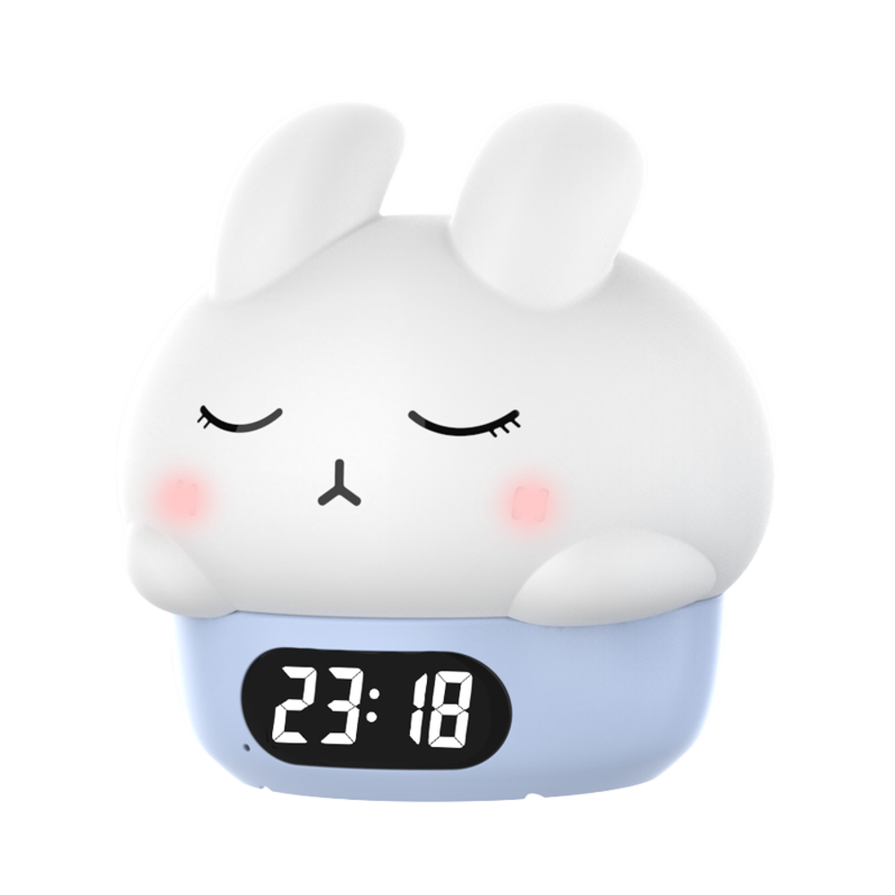 ICARER FAMILY Shy Rabbit Beats the Lamp Alarm Clock for Kids Bedroom Use Silicone Night Light