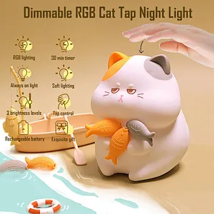 Cute Gift Animal Shaped Lights Cat Silicone Child Desk Lamp USB Table Lamp Light Kids Night Light for Bed Room Decoration