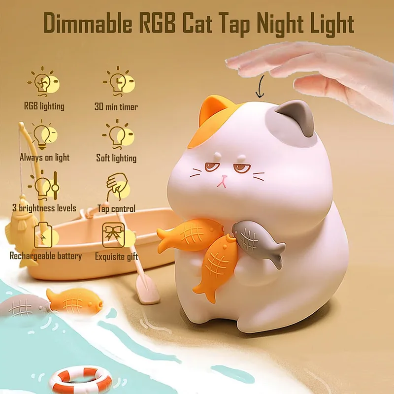Cute Gift Animal Shaped Lights Cat Silicone Child Desk Lamp USB Table Lamp Light Kids Night Light for Bed Room Decoration