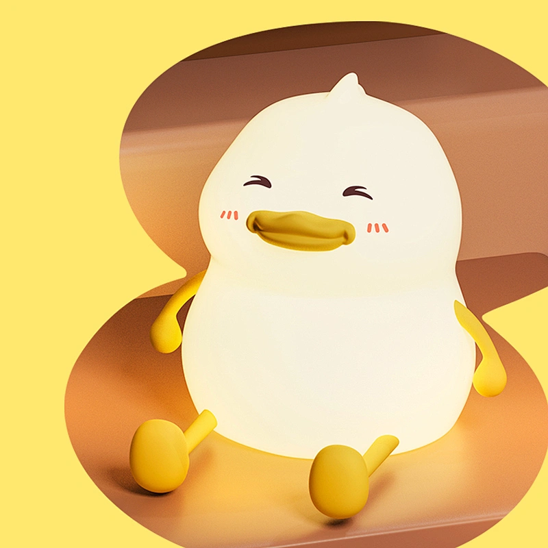 Cute Mini Duck Fat Night Light for Kids Warm White LED Lamp Touch Control PC/Abs Material USB Rechargeable RoHS FCC Certified