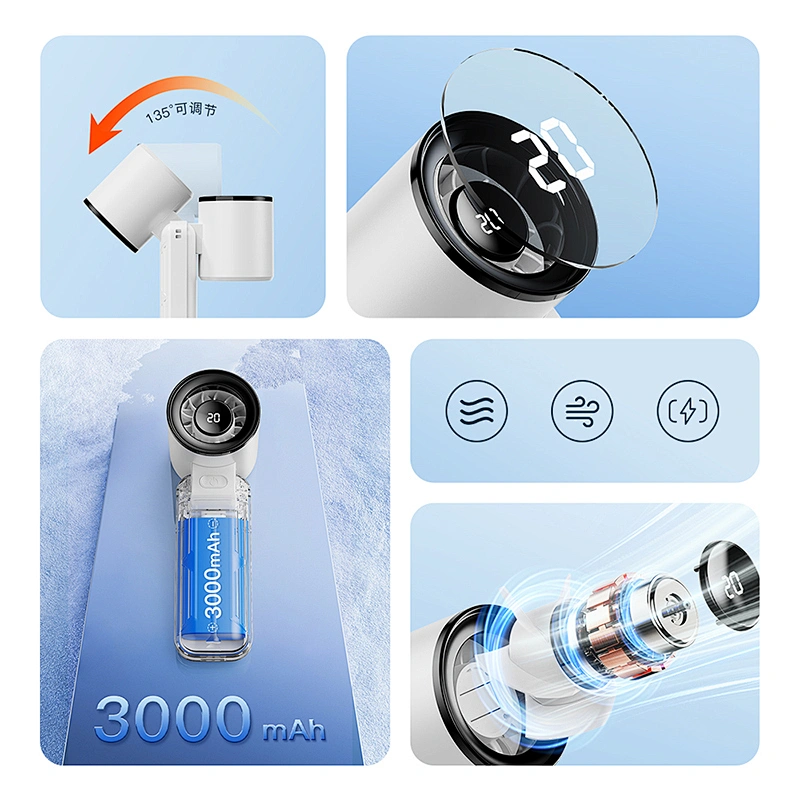 Portable Handheld LED Mini Small Hand Fans Outdoor Folding Air Cooling Office Stand Fan Summer Cooling Fan