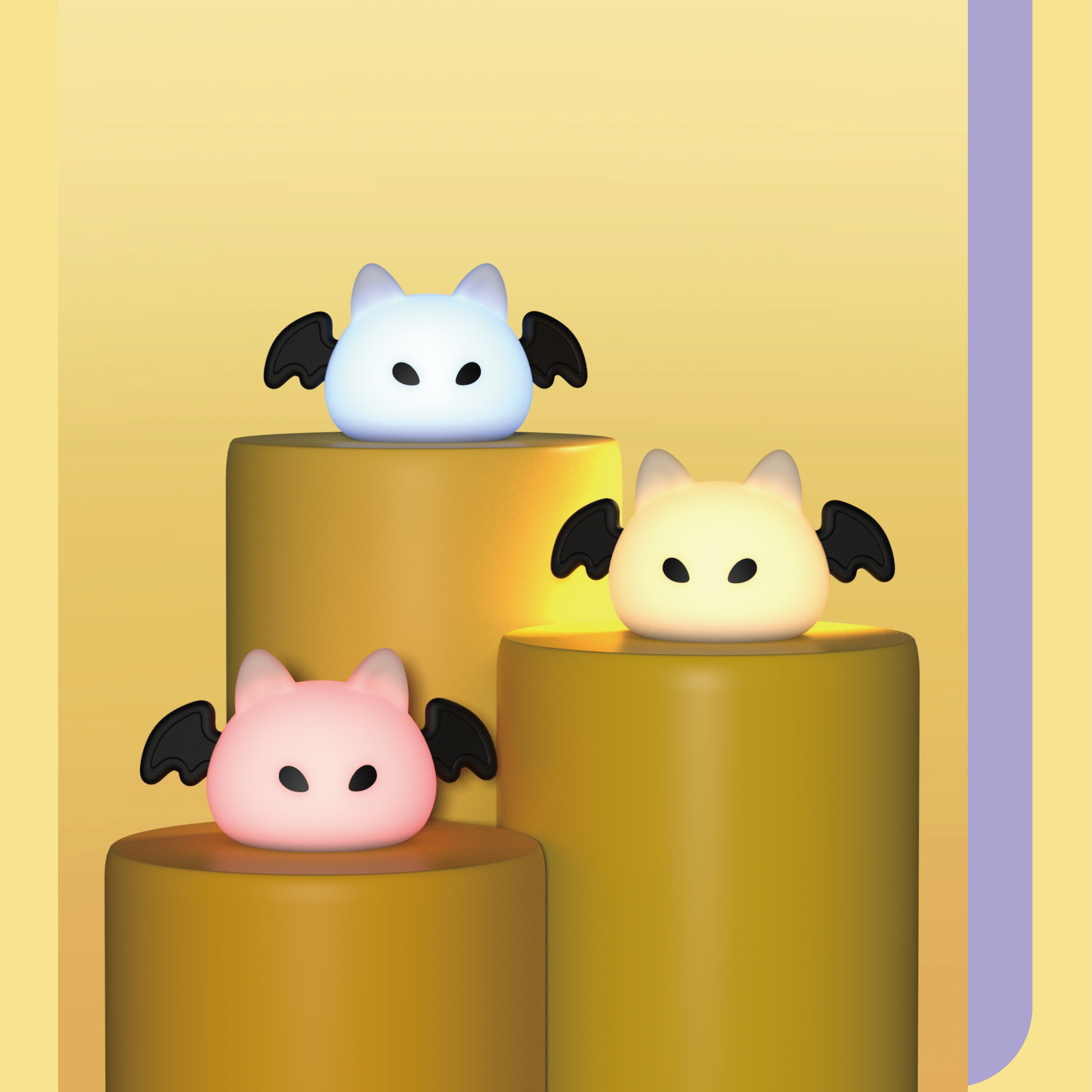Little Kawaii Gift Animal Bat Silicone Led Lamp Light and Lighting Home Bedroom Wireless Light Lamp for Kids Baby Children