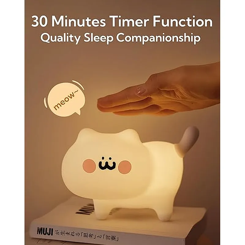 Cute Cat Led Plug Silicone Animal Lighting Table Home Lamps Modern Bed Room Decor Night Lights for Kids