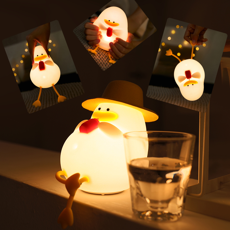 Birthday Gift Duck Nightlights Led Rechargeable Lamp USB Cartoon Silicone Night Light for Children Kids Bedroom Decoration