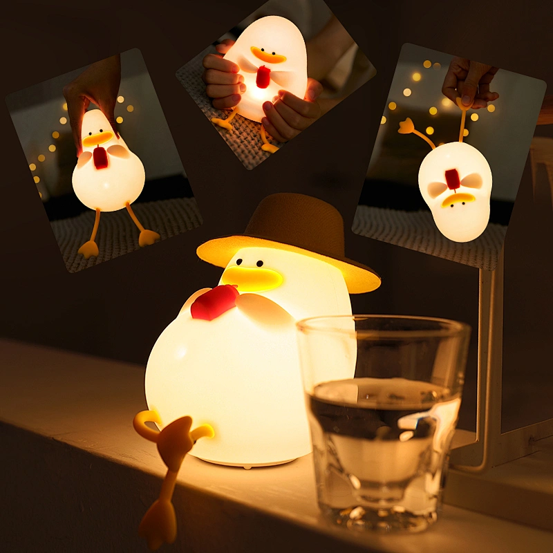 Birthday Gift Duck Nightlights Led Rechargeable Lamp USB Cartoon Silicone Night Light for Children Kids Bedroom Decoration