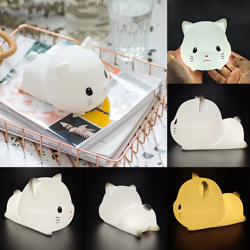 Cute Cat Led Touch Light Baby Bed Room Table Lamp Desk Animal Custom SIlicone Lighting Rechargeable Night Light for Kids