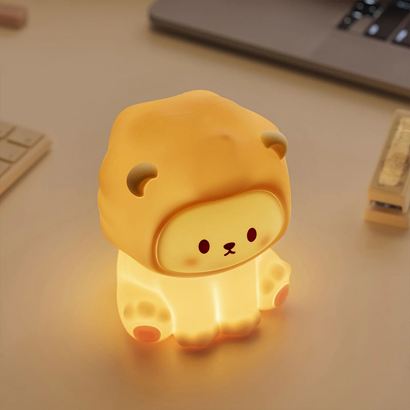 New Lion Night Light Children's Bedroom with Sleeping Night Light Charging Decompression Creative Gift Little Lion Silicone Lamp