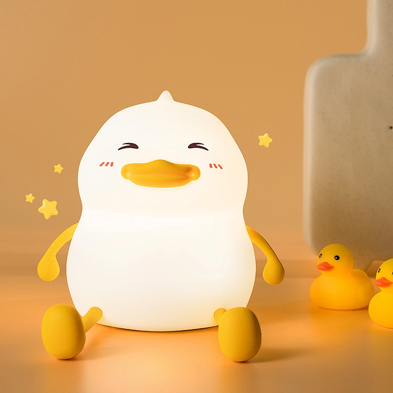 Cute Duck Night Light Silicone Lamp for Kids' Bedroom Rechargeable Night Light for Kids Use