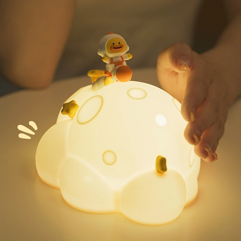 ICARER FAMILY Silicone Cute Night Light LED Plant Shape Mini USB Rechargeable with Battery Power Warm Light for Bedroom