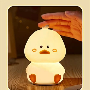 Cute Duck Home Decoration Unique Home Decor Desk Lights Lamp Tap Pat Silicone Kids Animal Night Light for Baby Bedroom