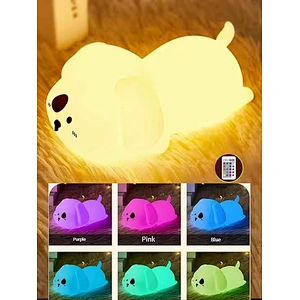 Cute Dog RGB Tap Kids Bedroom Desk Lamp Custom Smart Pat Children Silicone Animal Night Light for Home Decoration