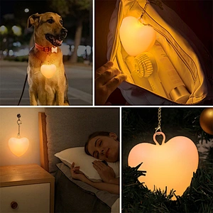 ICARER Rechargeable LED Heart Shape Lamp Modern USB Powered ACryl & Silicone 5V Warm Light for Hotel Room