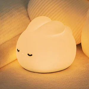 Rabbit Shape Cute Animal Rechargeable Night Lamp Silicone Led Night Light for Kids Bedroom Night Lights
