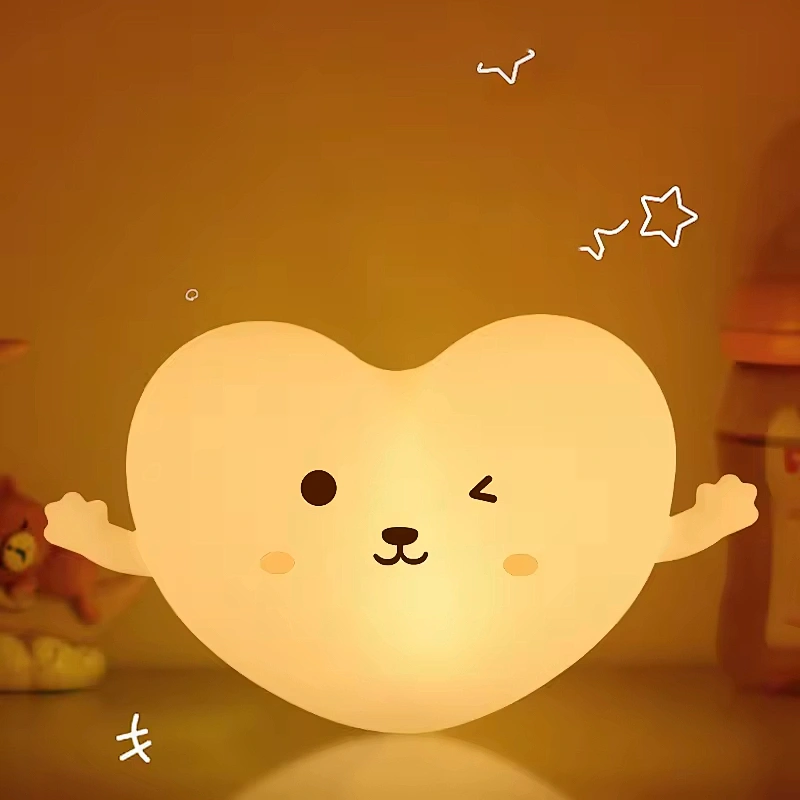Love Silicone Pat the Night Lamp with LED Light Source Mini Size and Birthday Gifts for Girls and Children