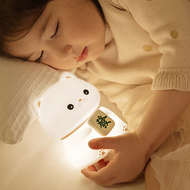 Cute Animal Cat  Battery Powered Table Lamp Tap Nursing Home Decorative Silicone Night Light for Children Baby Room