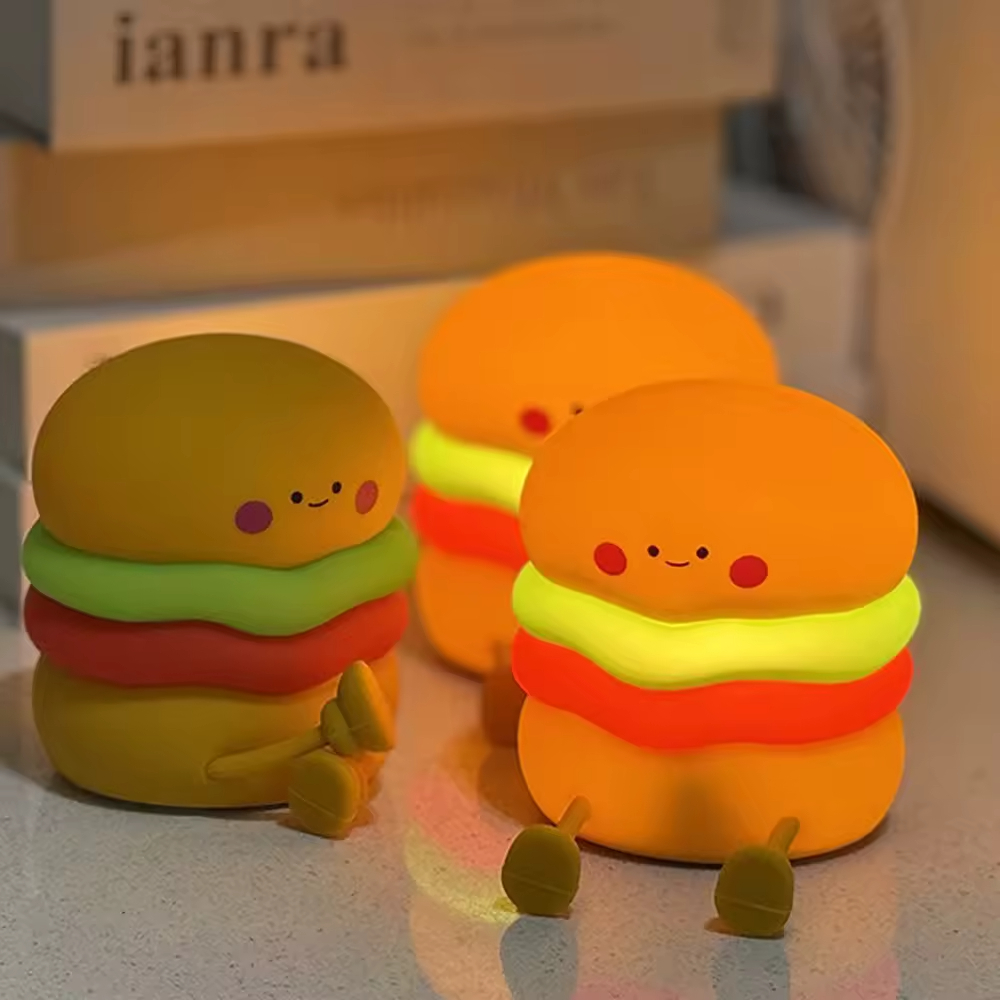 Creative Burger Baby Night Light LED Lamp Rechargeable Soft Glow for Kids Children Night Light