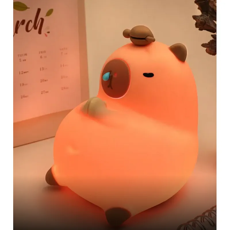 Rechargeable Cute Bear Anime Colorful Home Decoration Room Silicone Touch Night Light for Baby Kids Children