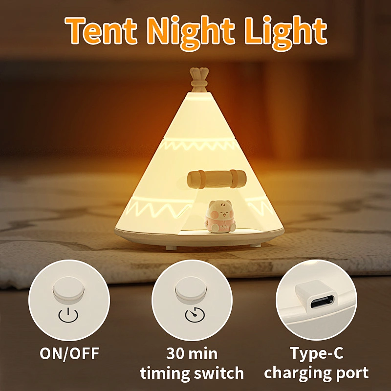 ICARER FAMILY Rechargeable Night Light Portable Smart Camping Outdoor Custom Night Lamp Silicone Night Light for Kids