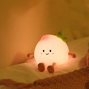 ICARER FAMILY USB Night Light for for Kids Cute Nursery Night Light With Peach Design Table Lamp for Bedroom Use