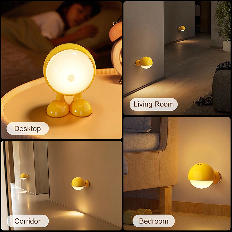 ICARER FAMILY Modern Mini LED Night Light Big Eyes Rechargeable 5V USB Switch Touch Power Generation Warm Duck Shape Bedroom