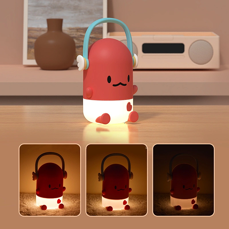 ICARER FAMILY Pipi Desk Lamp Brand Red Color Battery Small Night Lights for Kids Room