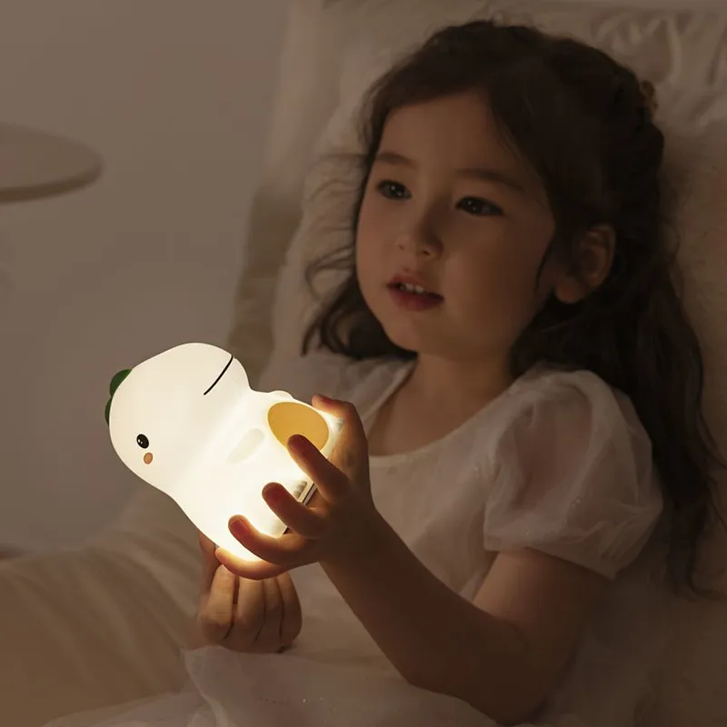 Cute Silicone Dinosaur Lamp with Soft LED USB Touch Sensor Night Light for Kids Bedroom or Room Great Children's Gift