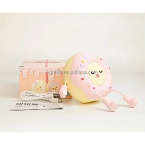 Donut Silicone Night Light LED Lamp Soft Touch Control and Rechargeable for Decoration Children Night Light