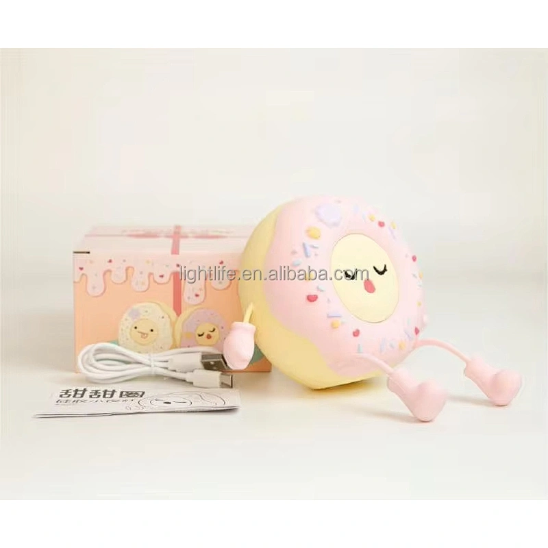 Donut Silicone Night Light LED Lamp Soft Touch Control and Rechargeable for Decoration Children Night Light