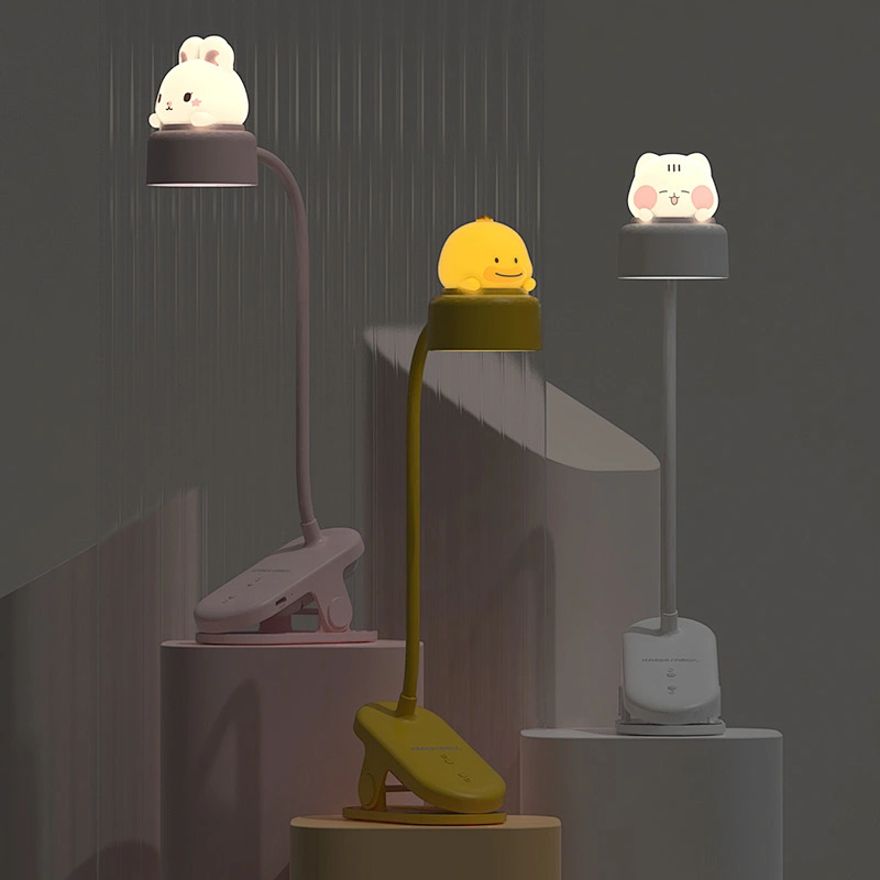 ICARER FAMILY Cute Night Light Clip Reading Study Light Desk Lamp USB Rechargeable Night Light for Kids Room