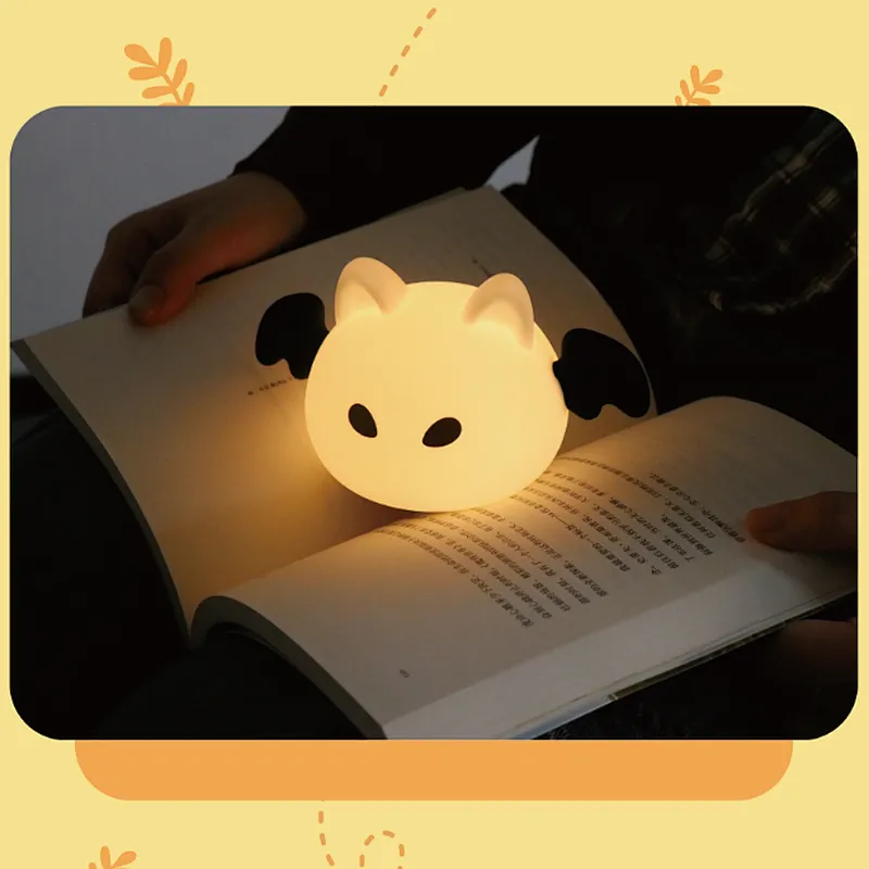 Small Cute Bat Anime Smart Rechargeable Pat Touch Night Light Kids Living Room Home Decor Portable USB Night Light