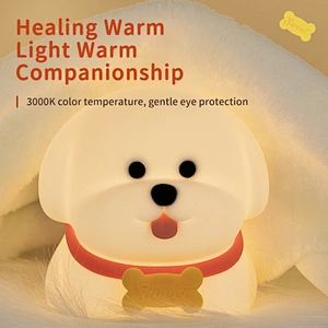 Modern 7 Color Changing LED Nightlight Silicone Puppy Design Dog Lamp Kids' Nursery Bedroom Custom Night Light Home Use