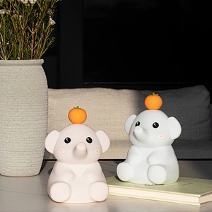 ICARER FAMILY Cute Elephant LED Night Light Clap Lamp for Kids' Bedroom Soft Silicone Bedside Lamp with Touch Control