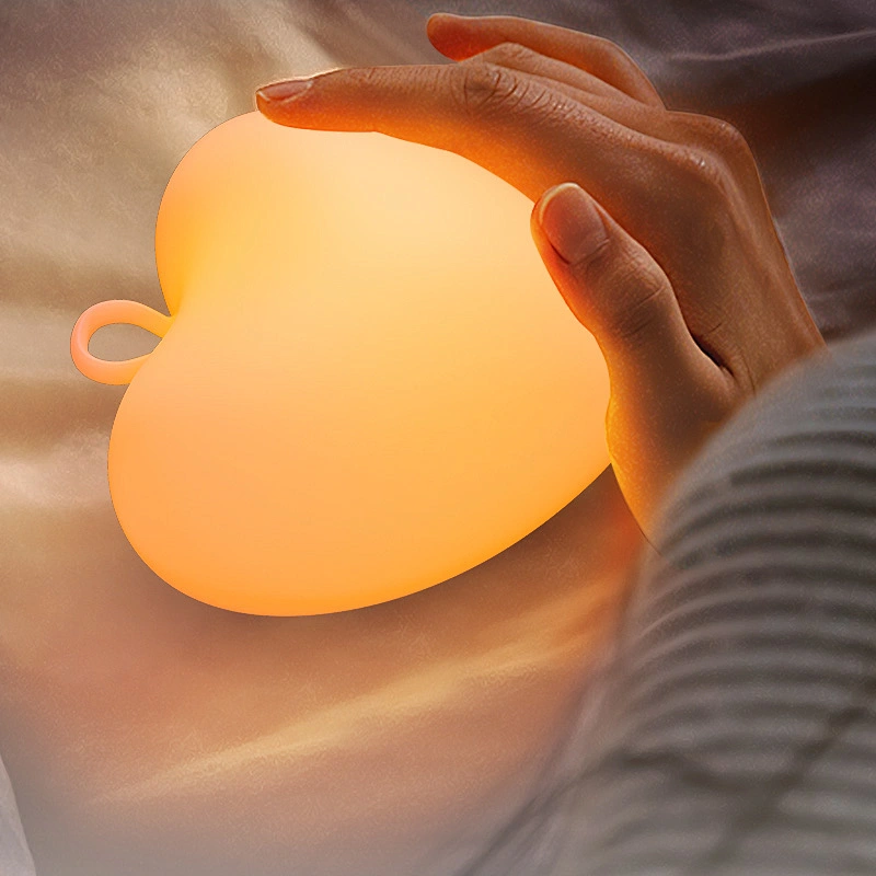 ICARER LED Night Light Family Love Mini USB Rechargeable Silicone Lamp with Switch Valentine's Day Gift