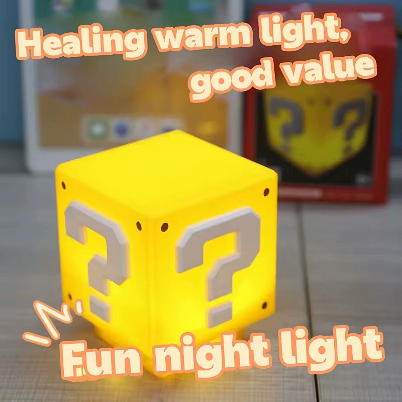 Wholesale Super M Question Mark Block Yellow LED Lamp Light Small Square Night Table Lamp USB Charging Bedroom Lamp Voice