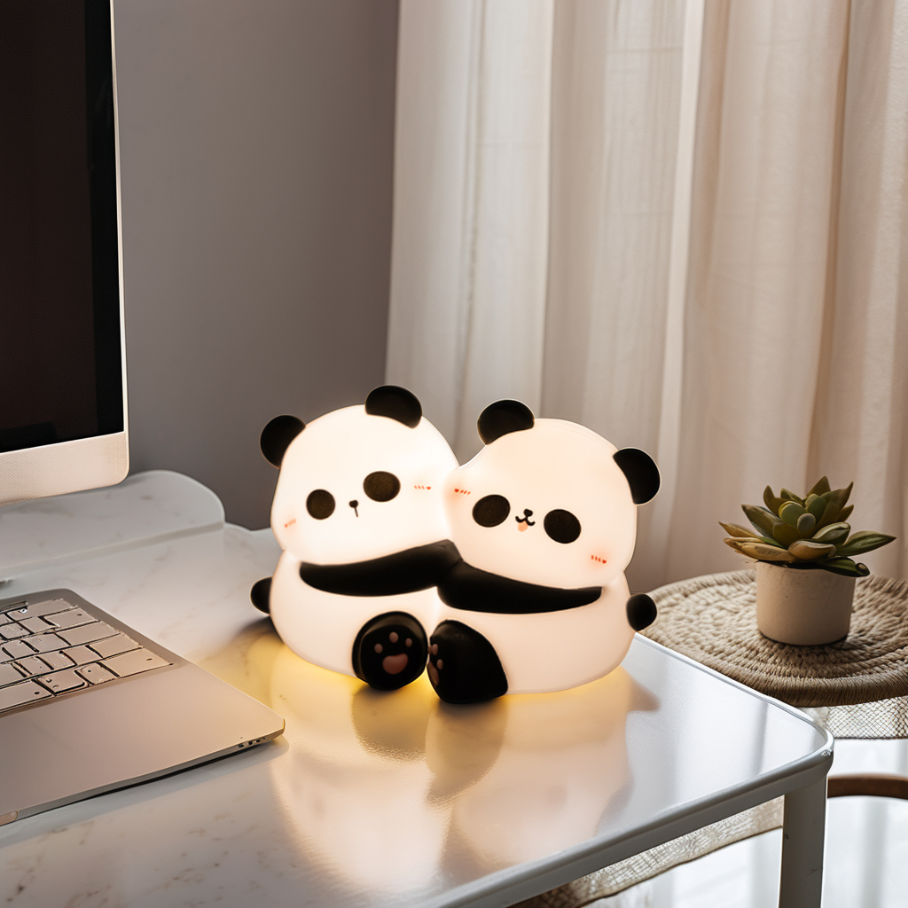 Panda Sensor Touch Cute Christmas Silicone Rechargeable Led Night Light for Bedroom Kids Baby Bed Lamp
