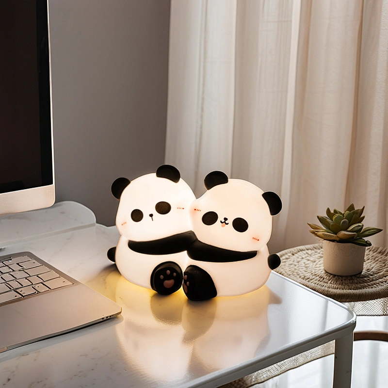 Panda Sensor Touch Cute Christmas Silicone Rechargeable Led Night Light for Bedroom Kids Baby Bed Lamp