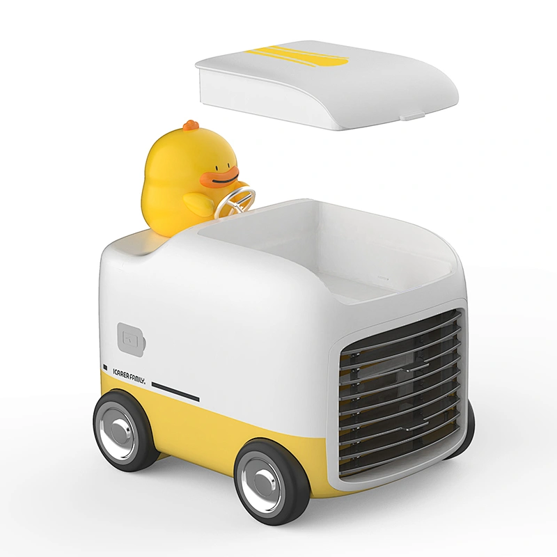 ICARER FAMILY Desktop Air Cooling Fan Portable Air Conditioner Fan with 3 Wind Speeds 600ML Air Cooler with Night Light