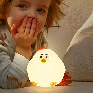 Cute Chicken Home Table Desk Decoration Lights Rechargeable Portable Kids Baby Toy Silicone Night Light for Home Decor