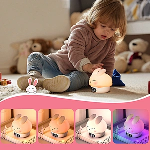 LED Cute Cartoon Night Light USB Rechargeable Night Lamp Touch Sensor Silicone Baby Nursery Light Lamp for Kids Bedroom Decor