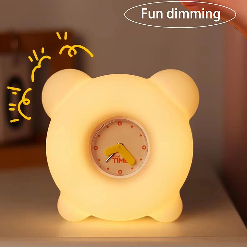 Multifunctional LED Alarm Clock Night Light Colorful Warm Lighting Mini Size Silicone Duck for Living Room Battery Powered