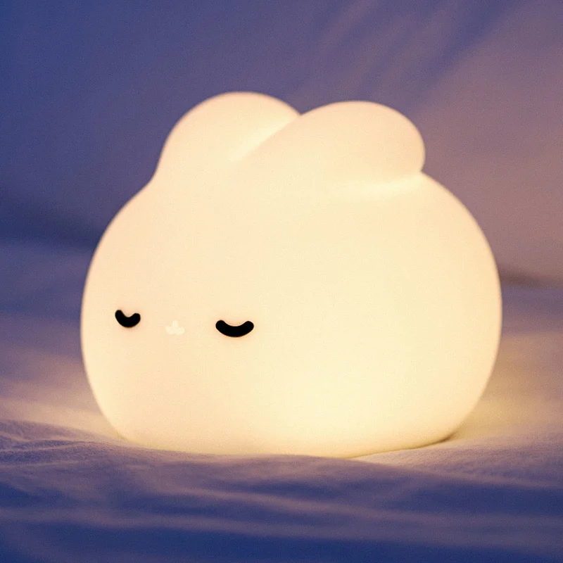 Mini Rabbit Night Light Colorful Lighting Mode Cute Desk Lamp for Bedroom