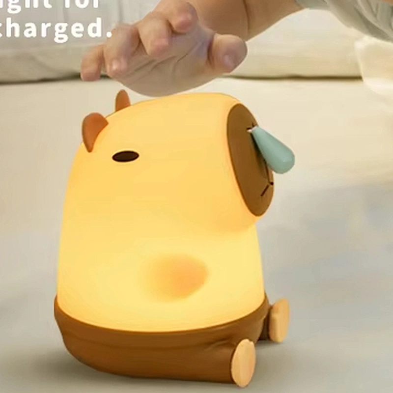 Capybara Night Light Snottybara Silicone Touch Lights Decor Portable Rechargeable Cute Animal Night Lamp for Kids