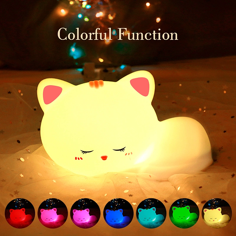 Remote Control Cute Silicon Mini Cat Lamp USB Led Animal Room Decor Small Night Light for Bedroom Kids Children Lighting Lamps