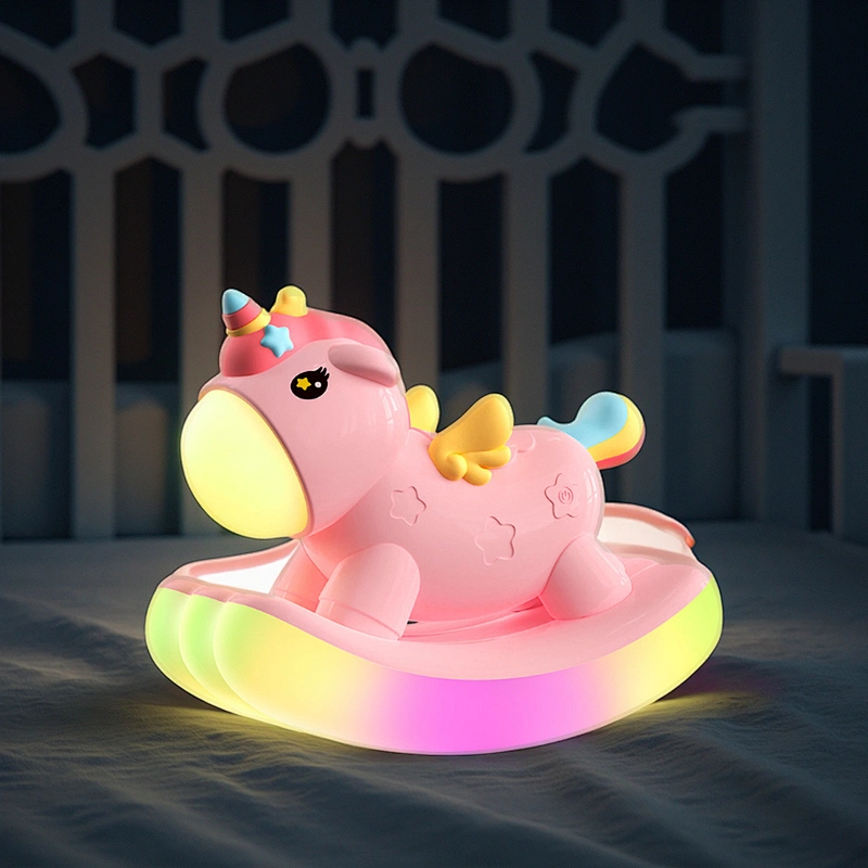 ICARER FAMILY Custom Tap Control Rechargeable Led USB Battery Baby Beside Cartoon Unicorn Night Light for Children Bedroom