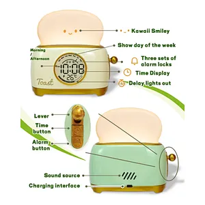 ICARER FAMILY Timer Function Kawaii Night Light Cute Toaster Table Lamp Potable Lamp for Children