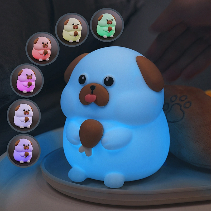 Kids Cartoon Gift Puppy Led Night Light Sleep Cute Dog Rechargeable Night Light Silicone Night Light for Bedroom