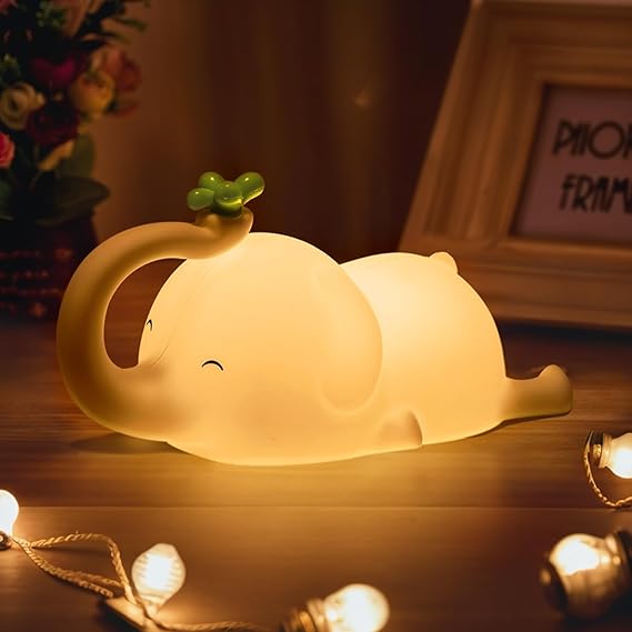Soft Silicone Elephant Night Lamp with Tap Activation Children Night Light