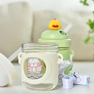 ICARER FAMILY Cartoon Cup Cute ABS Silicone Soft Feeling Cartoon Cup Coffee for Babies Girl Boys Children Sporting