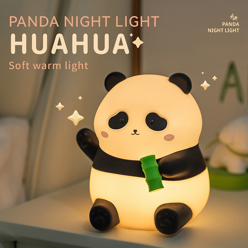 ICARER FAMILY Panda Shape Silicone Night Lamp Tap Cute Smart Rechargeable Custom Night Light for Home Decor