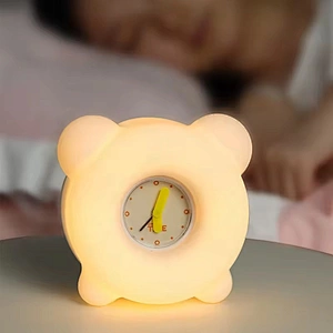 LED Alarm Clock Night Light for Kids Cute Minimalist Design with Warm White Light Projector Timer Night for Bedroom Christmas